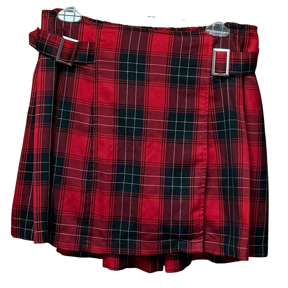 Justice Red Black Paid Women's Sz 18‎ Pleated Skorts Preppy Schoolgirl Punk Y2K - Picture 5 of 7